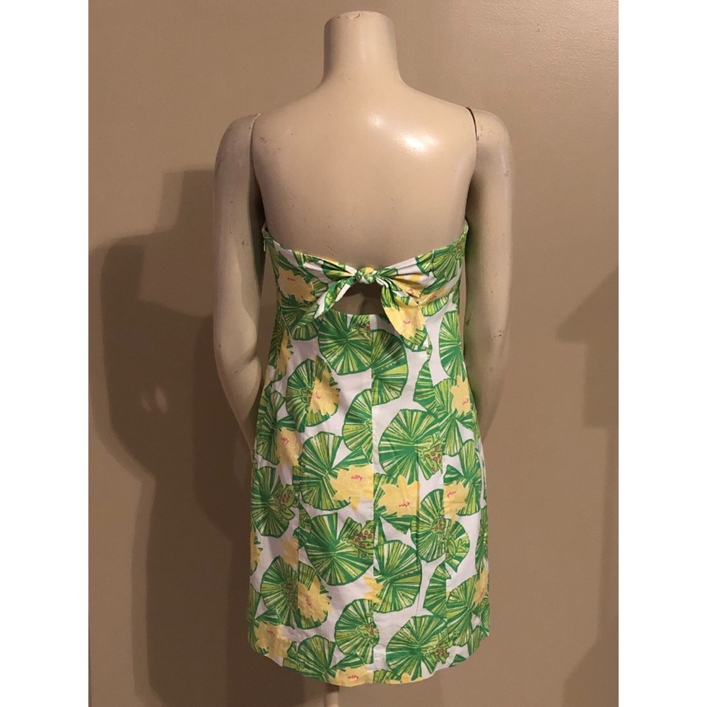 Lilly Pulitzer Green & Yellow Strapless Tropical Shift Dress - Picture 3 of 3